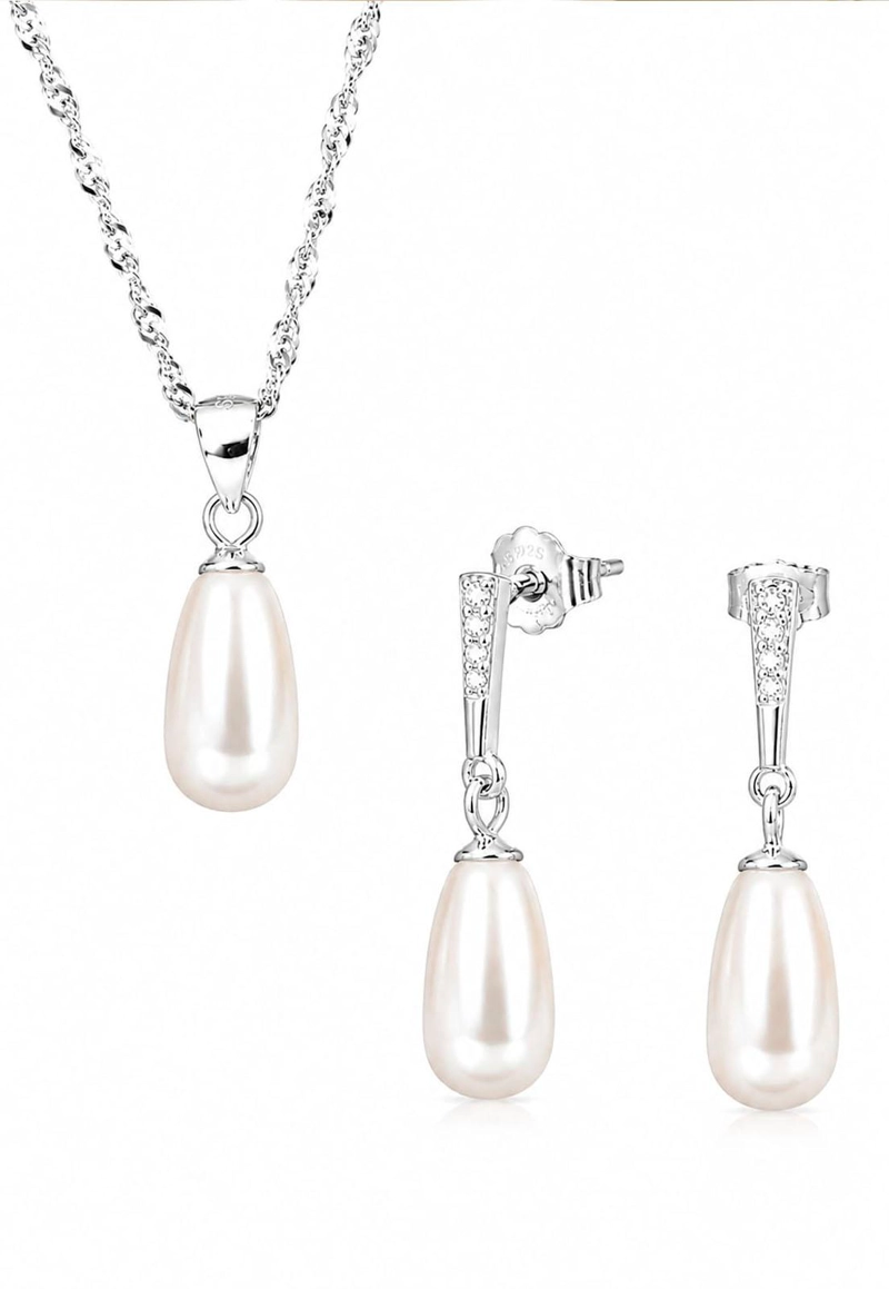 CONJUNTO MARSELLA PLATA 925 PERLAS SWAROVSKI® CREAM - 1