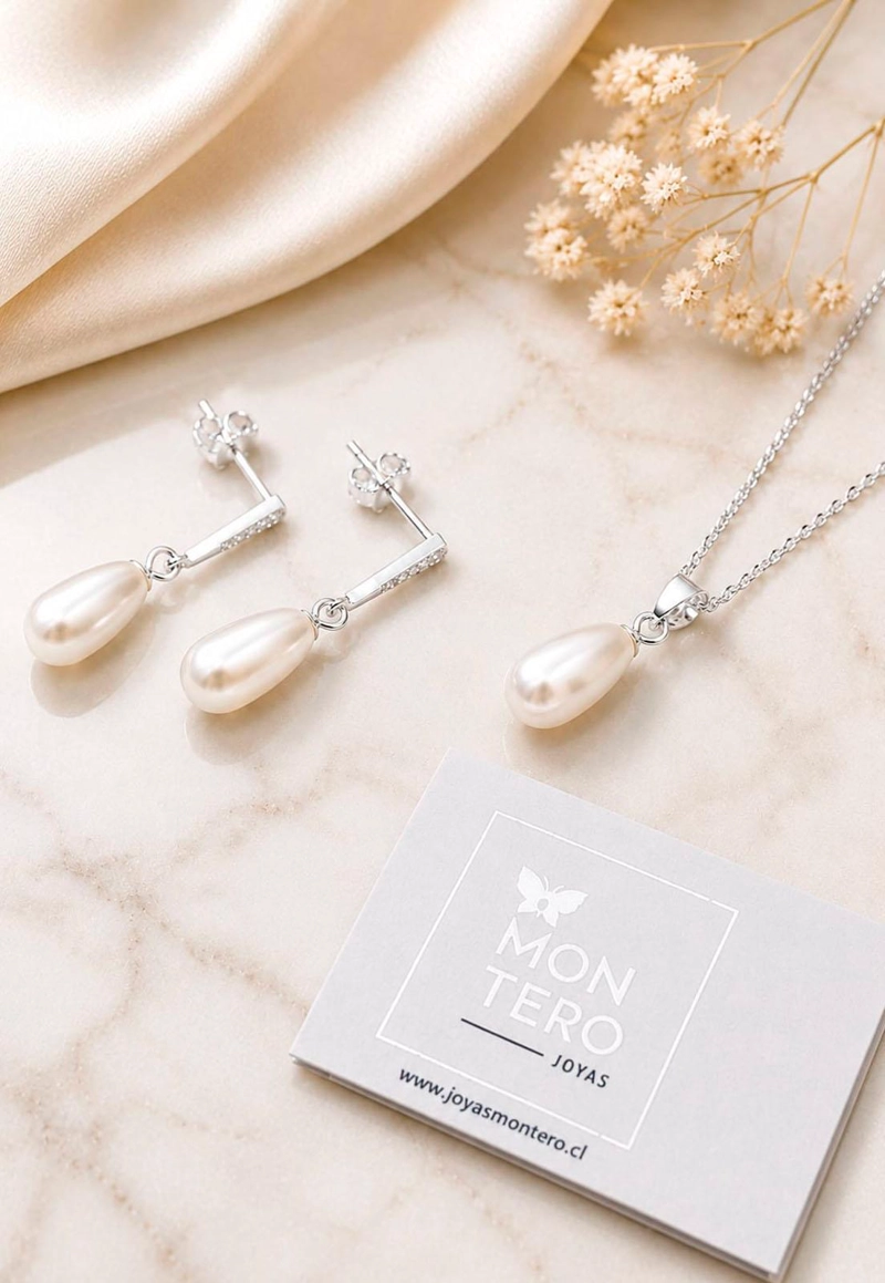 CONJUNTO MARSELLA PLATA 925 PERLAS SWAROVSKI® CREAM - 2