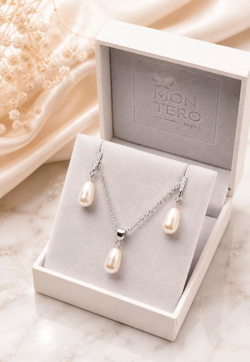 CONJUNTO MARSELLA PLATA 925 PERLAS SWAROVSKI® CREAM - 3