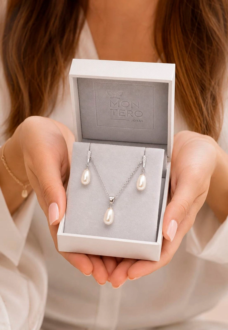 CONJUNTO MARSELLA PLATA 925 PERLAS SWAROVSKI® CREAM - 4