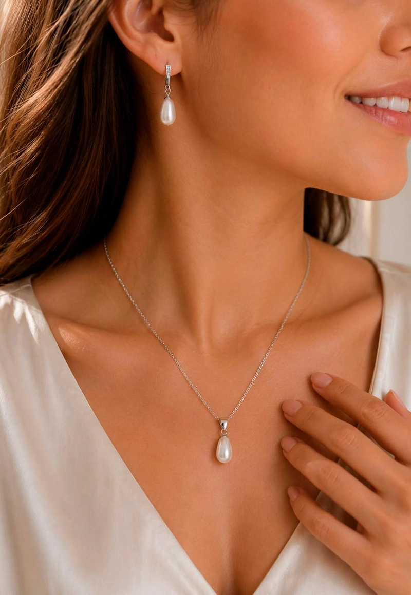 CONJUNTO MARSELLA PLATA 925 PERLAS SWAROVSKI® CREAM - 5