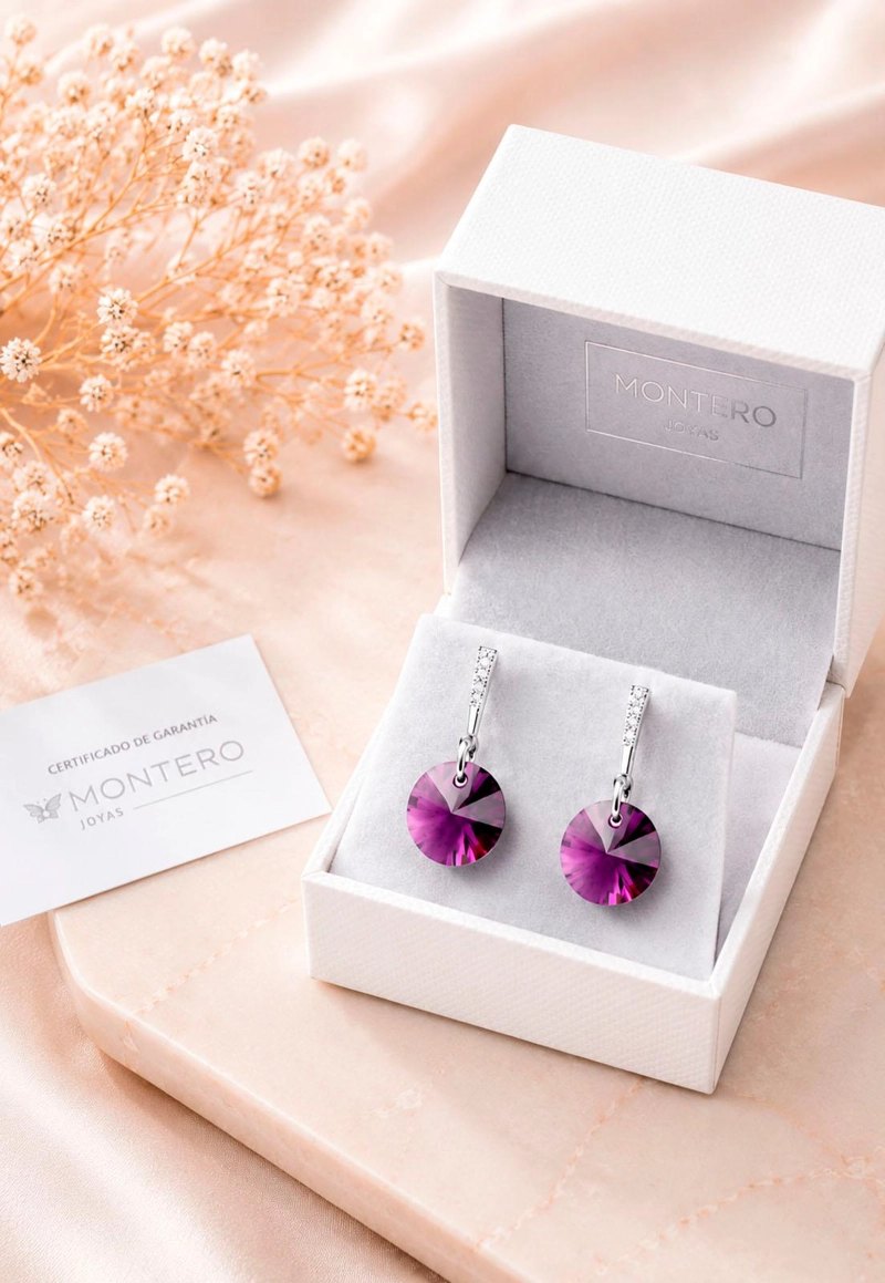AROS PARIS PLATA 925 CRISTAL  SWAROVSKI® AMETHYST - 2