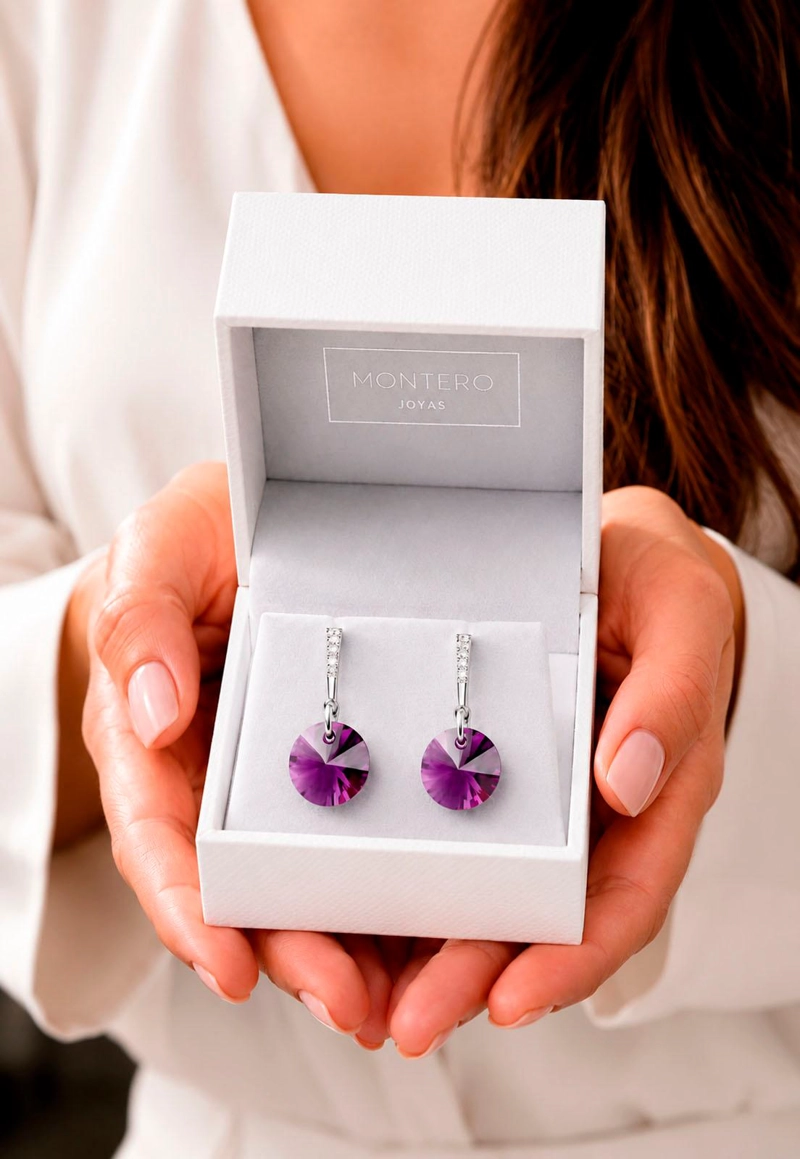 AROS PARIS PLATA 925 CRISTAL  SWAROVSKI® AMETHYST - 6