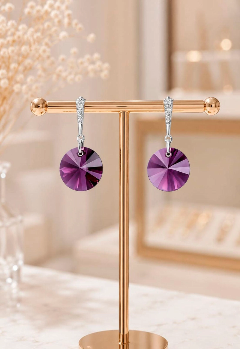 AROS PARIS PLATA 925 CRISTAL  SWAROVSKI® AMETHYST - 7
