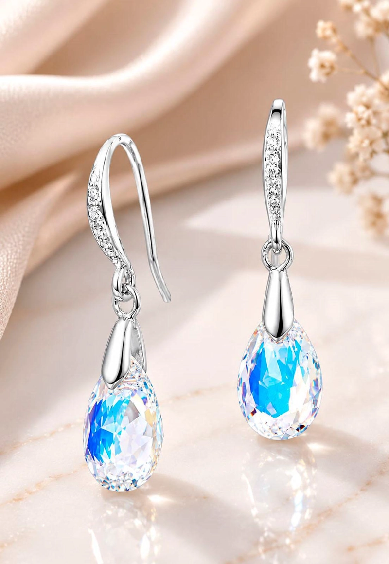 AROS GOTA DE LUZ PLATA 925 CRISTAL SWAROVSKI® AURORA BOREAL - 2