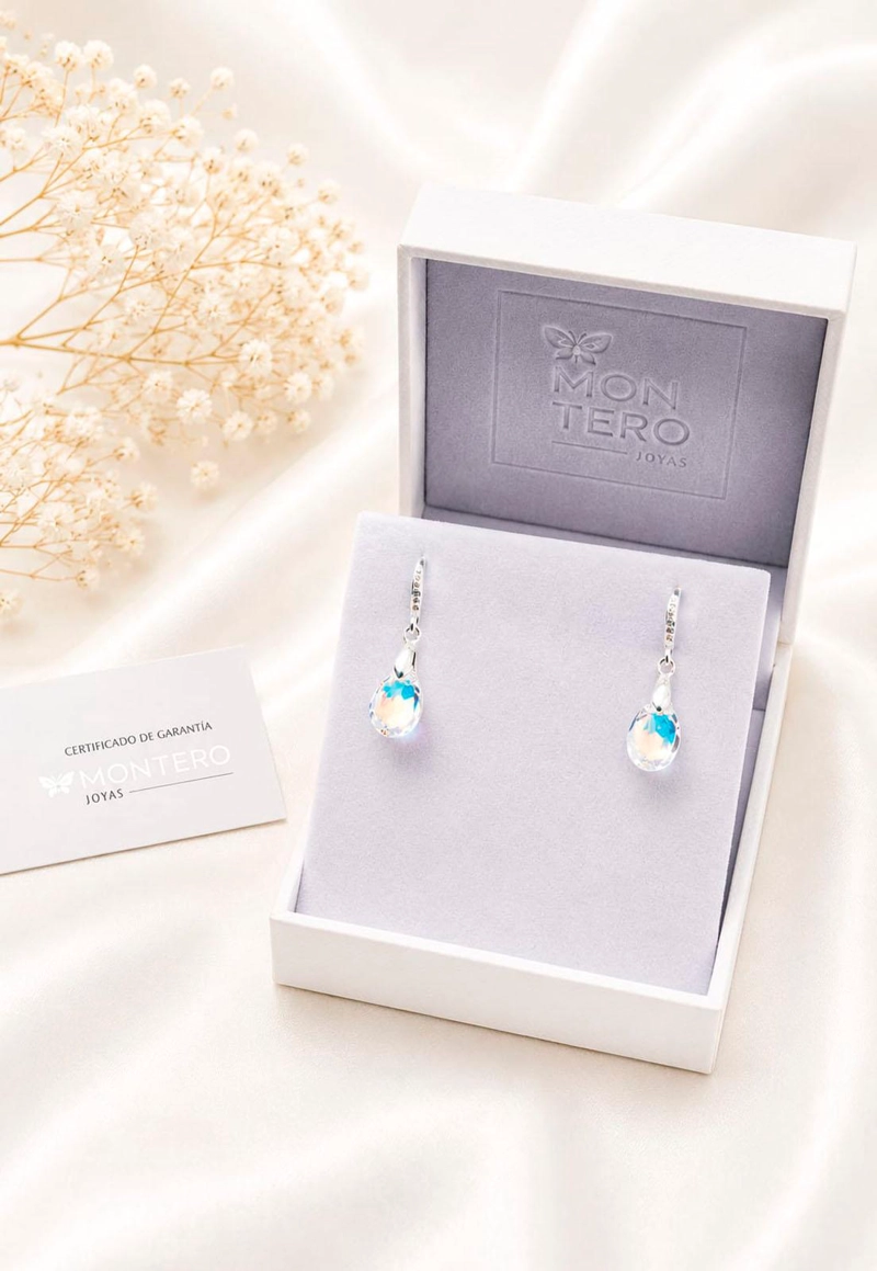 AROS GOTA DE LUZ PLATA 925 CRISTAL SWAROVSKI® AURORA BOREAL - 3