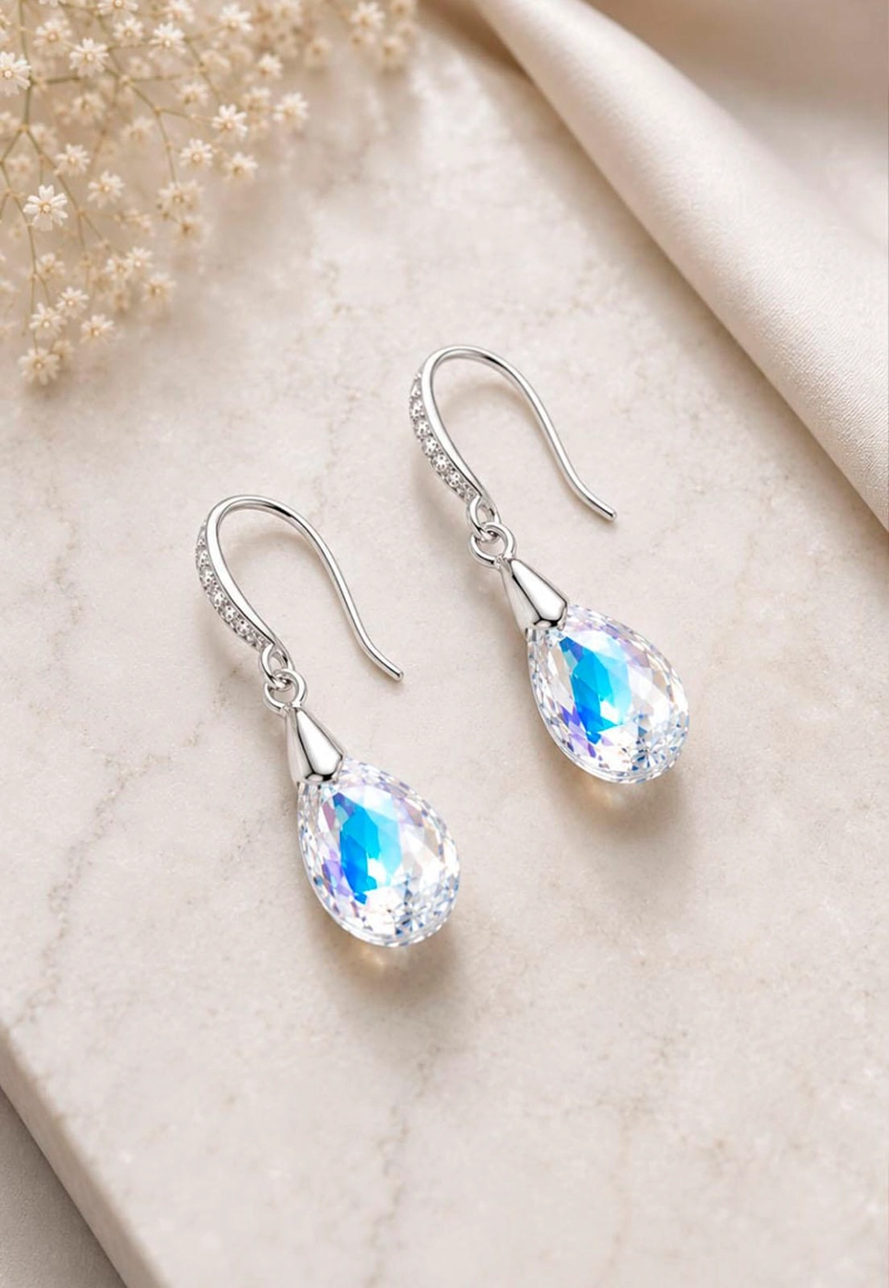 AROS GOTA DE LUZ PLATA 925 CRISTAL SWAROVSKI® AURORA BOREAL - 7