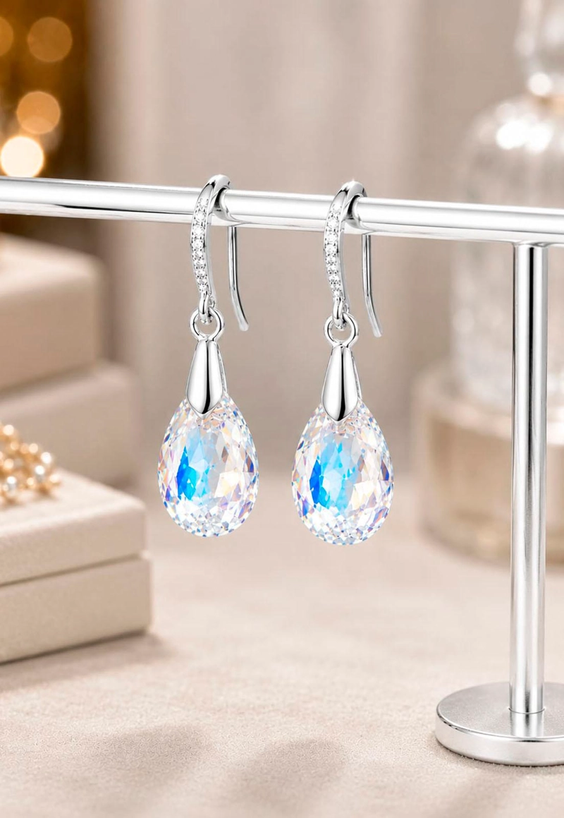 AROS GOTA DE LUZ PLATA 925 CRISTAL SWAROVSKI® AURORA BOREAL - 8