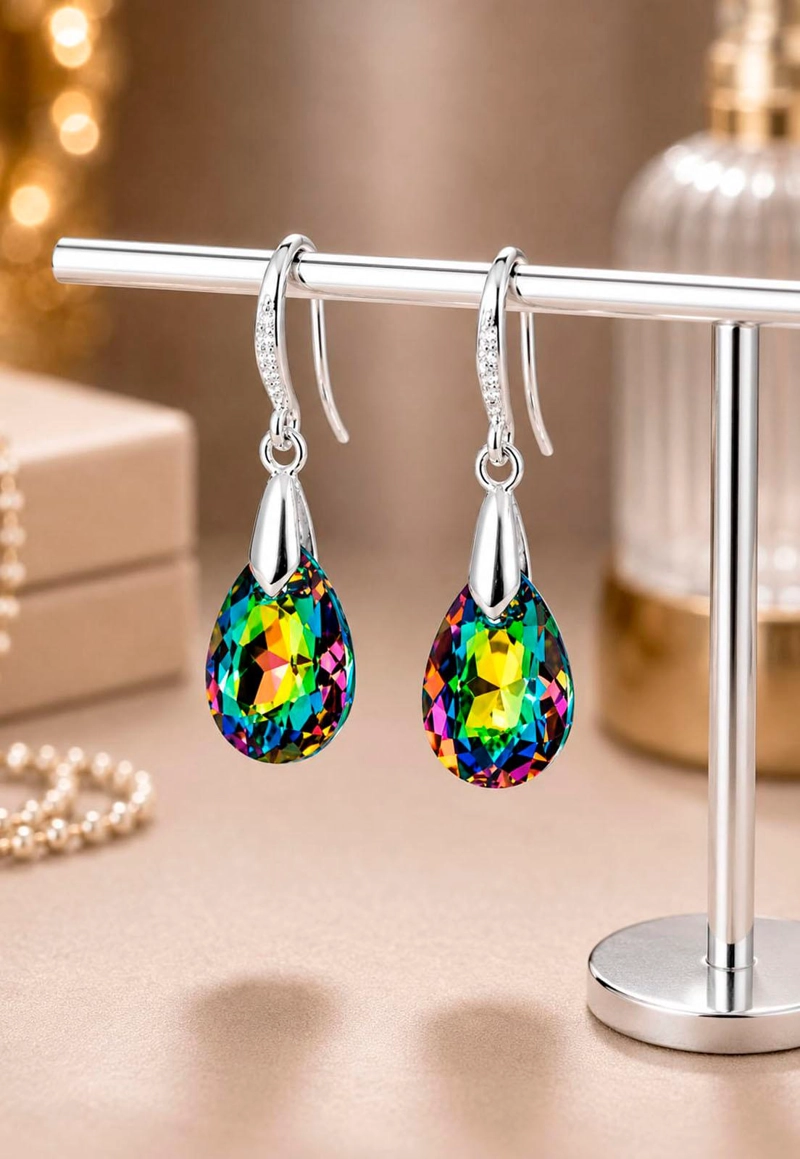 AROS GOTA DE LUZ PLATA 925 CRISTAL SWAROVSKI® VITRAL MEDIUM - 4