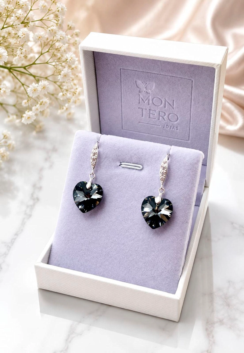 AROS GRAN ROMANCE PLATA 925 CRISTAL SWAROVSKI® SILVER NIGHT - 2