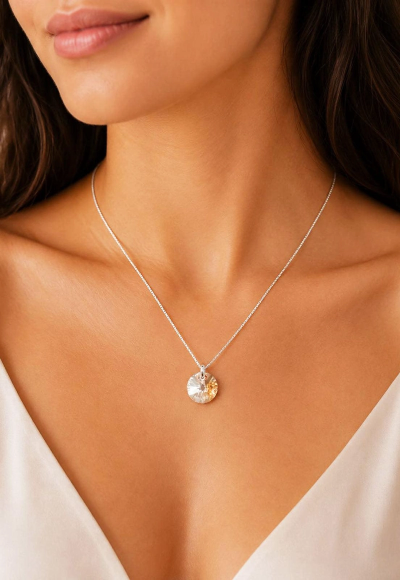 COLLAR PUNTO DE LUZ PLATA 925 CRISTAL SWAROVSKI GOLDEN SHADOW - 5