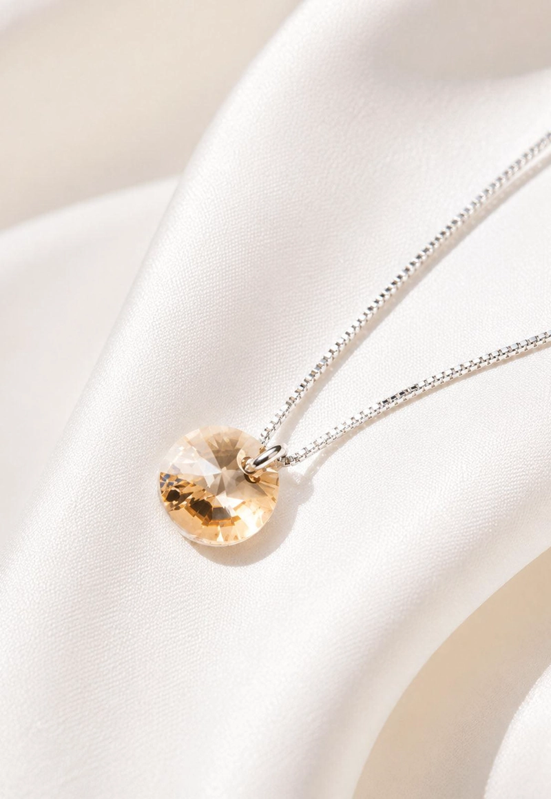 COLLAR PUNTO DE LUZ PLATA 925 CRISTAL SWAROVSKI GOLDEN SHADOW - 6