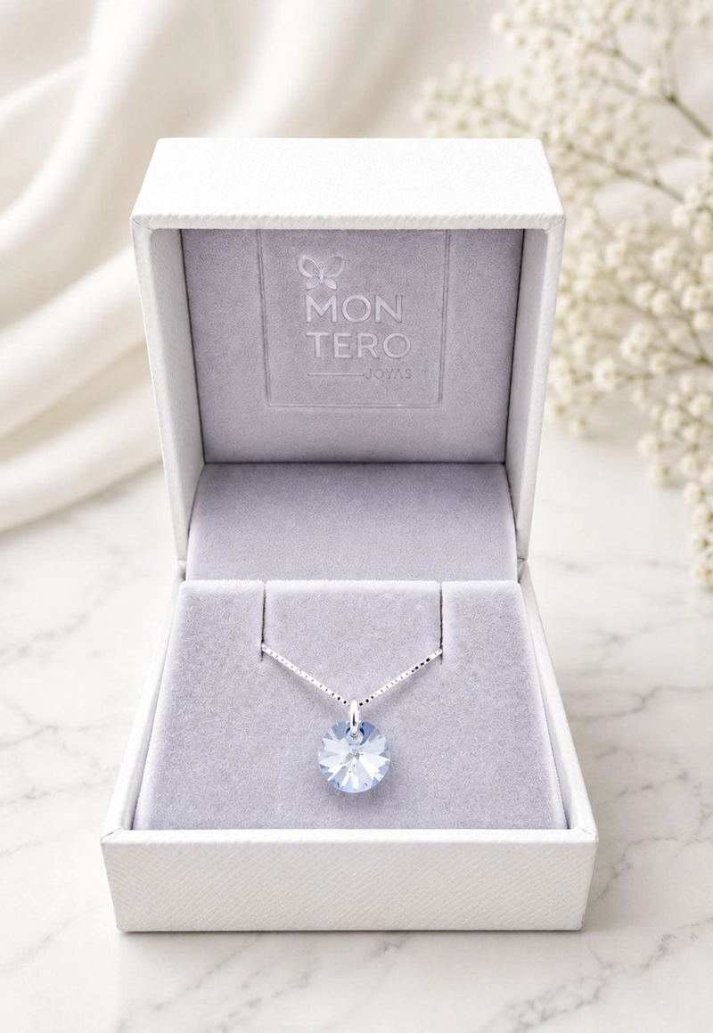 COLLAR PUNTO DE LUZ PLATA 925 CRISTAL SWAROVSKI® BLUE SHADE - 2