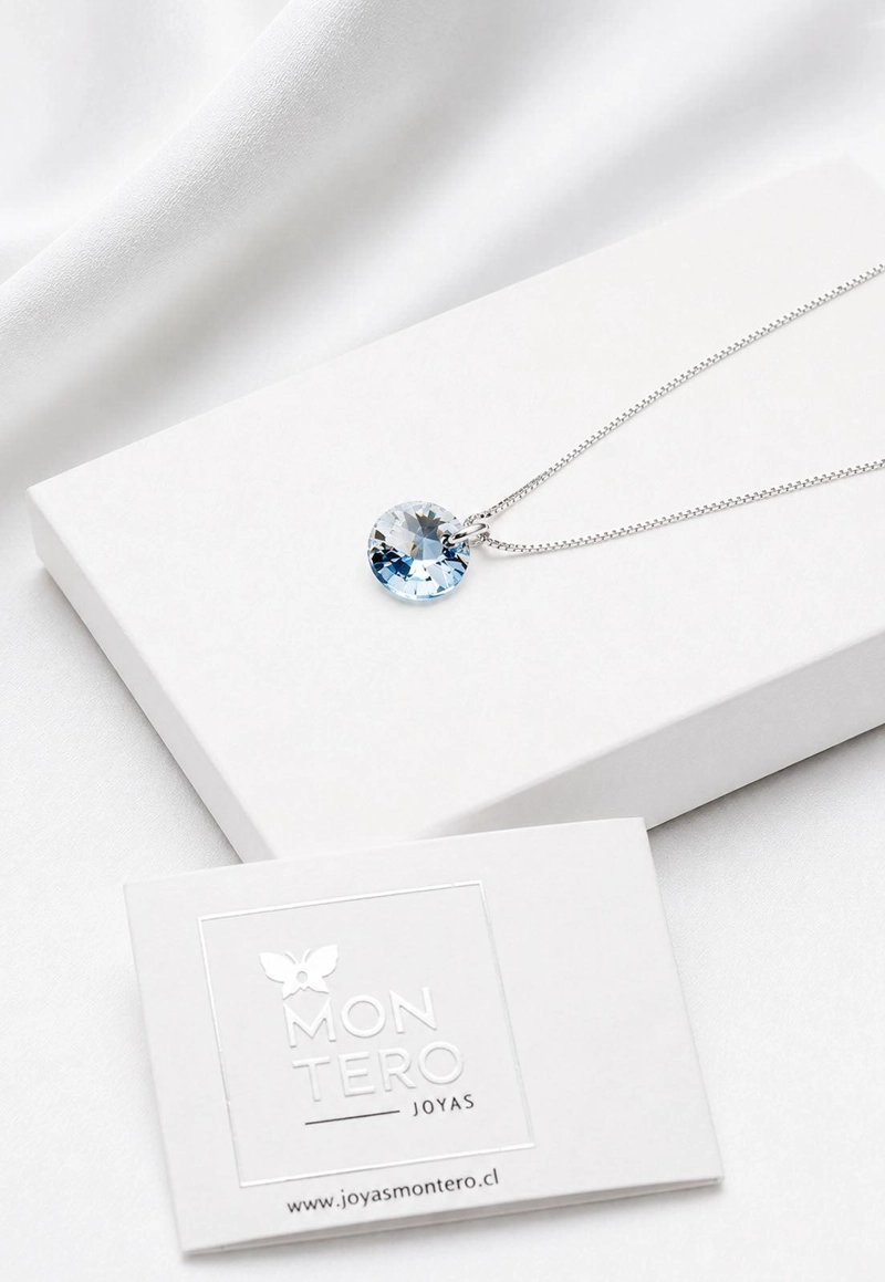 COLLAR PUNTO DE LUZ PLATA 925 CRISTAL SWAROVSKI® BLUE SHADE - 3