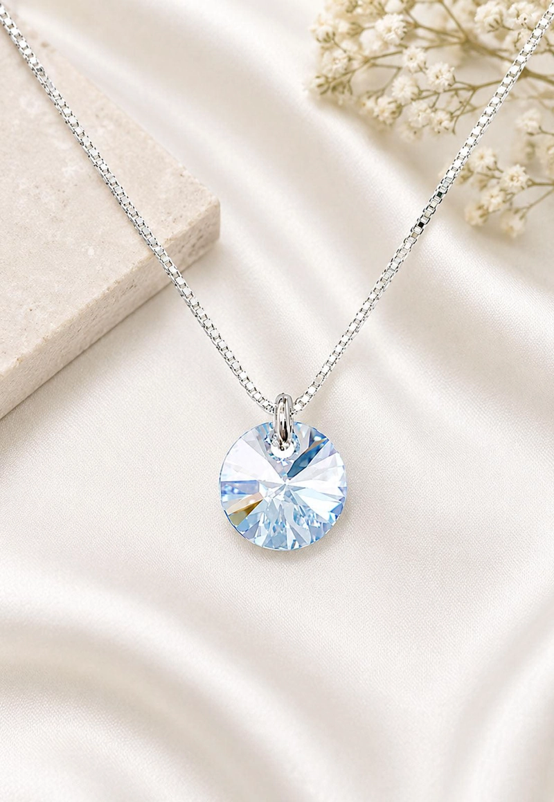 COLLAR PUNTO DE LUZ PLATA 925 CRISTAL SWAROVSKI® BLUE SHADE - 5
