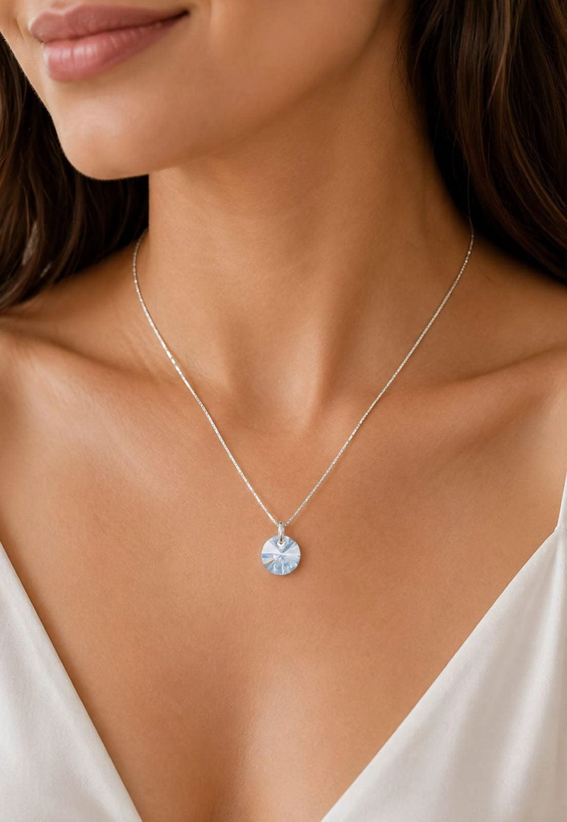 COLLAR PUNTO DE LUZ PLATA 925 CRISTAL SWAROVSKI® BLUE SHADE - 6