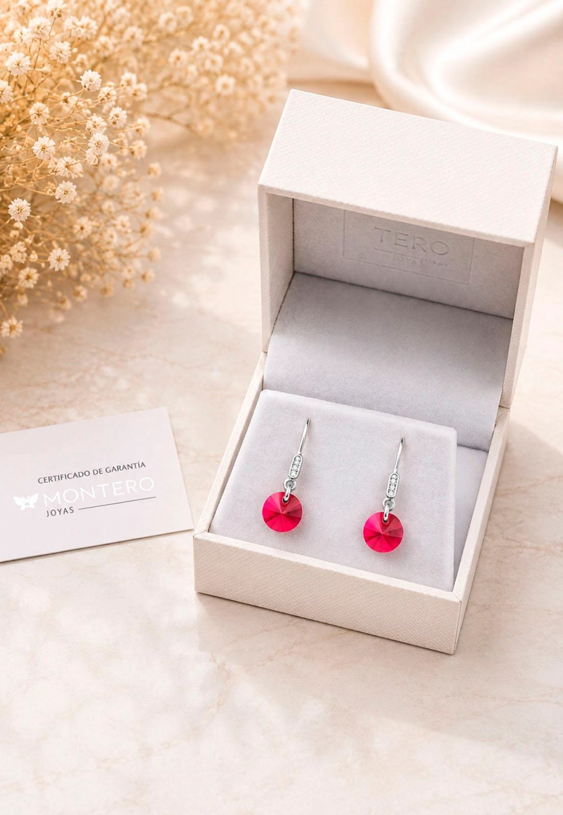 AROS PUNTO DE LUZ CIRCON PLATA 925 CRISTAL SWAROVSKI® SCARLET - 3