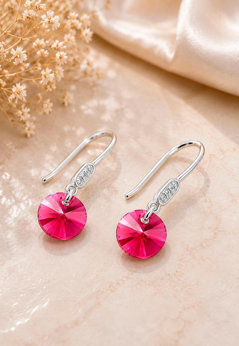 AROS PUNTO DE LUZ CIRCON PLATA 925 CRISTAL SWAROVSKI® SCARLET - 4