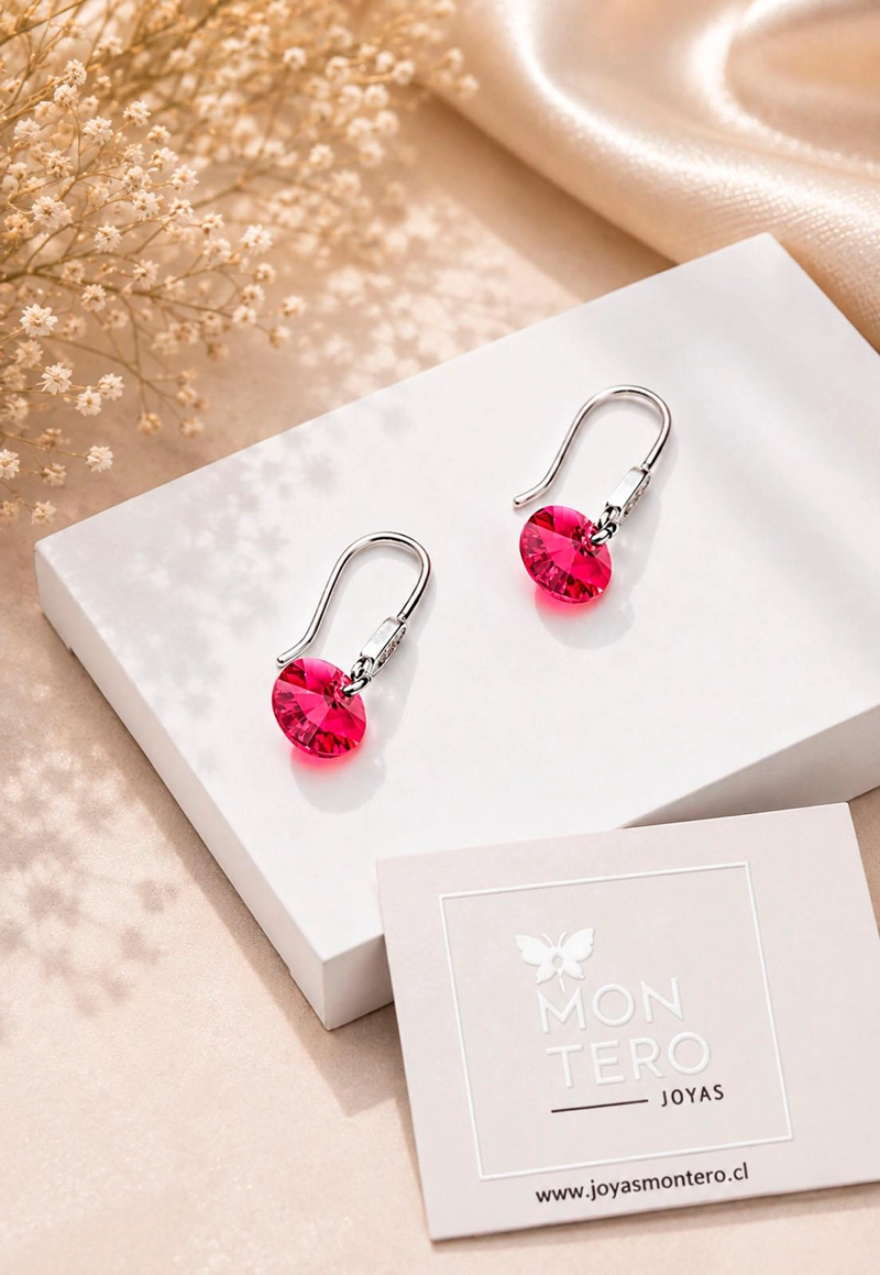 AROS PUNTO DE LUZ CIRCON PLATA 925 CRISTAL SWAROVSKI® SCARLET - 5
