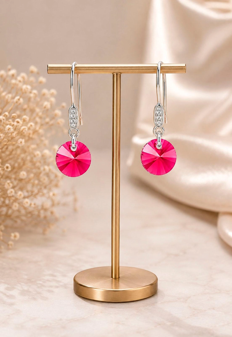 AROS PUNTO DE LUZ CIRCON PLATA 925 CRISTAL SWAROVSKI® SCARLET - 6