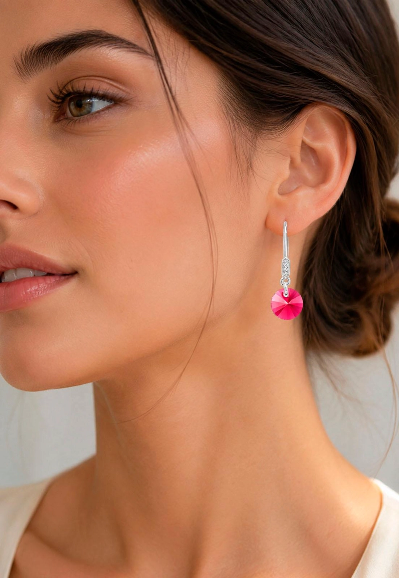 AROS PUNTO DE LUZ CIRCON PLATA 925 CRISTAL SWAROVSKI® SCARLET - 8