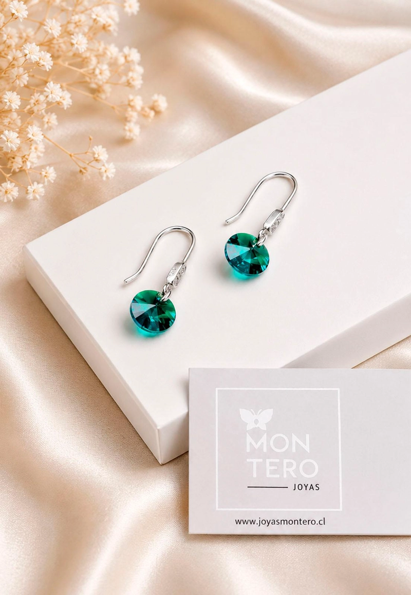 AROS PUNTO DE LUZ PLATA 925 CRISTAL SWAROVSKI® EMERALD - 2