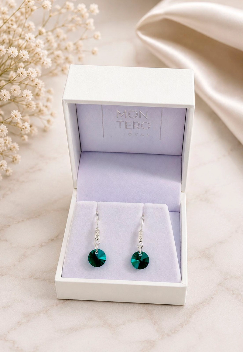 AROS PUNTO DE LUZ PLATA 925 CRISTAL SWAROVSKI® EMERALD - 3
