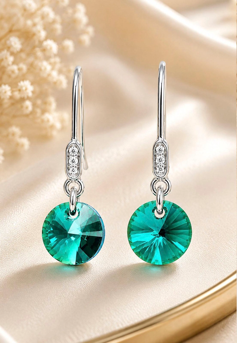 AROS PUNTO DE LUZ PLATA 925 CRISTAL SWAROVSKI® EMERALD - 4