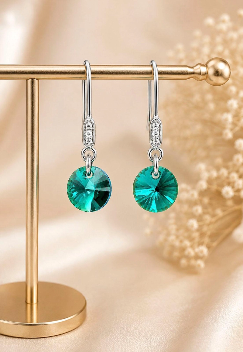 AROS PUNTO DE LUZ PLATA 925 CRISTAL SWAROVSKI® EMERALD - 5