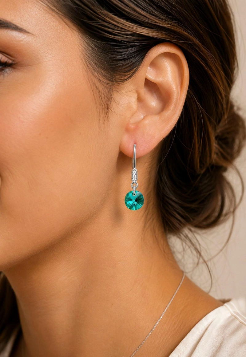 AROS PUNTO DE LUZ PLATA 925 CRISTAL SWAROVSKI® EMERALD - 6