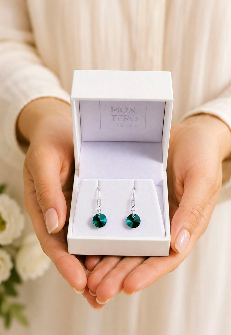 AROS PUNTO DE LUZ PLATA 925 CRISTAL SWAROVSKI® EMERALD - 7