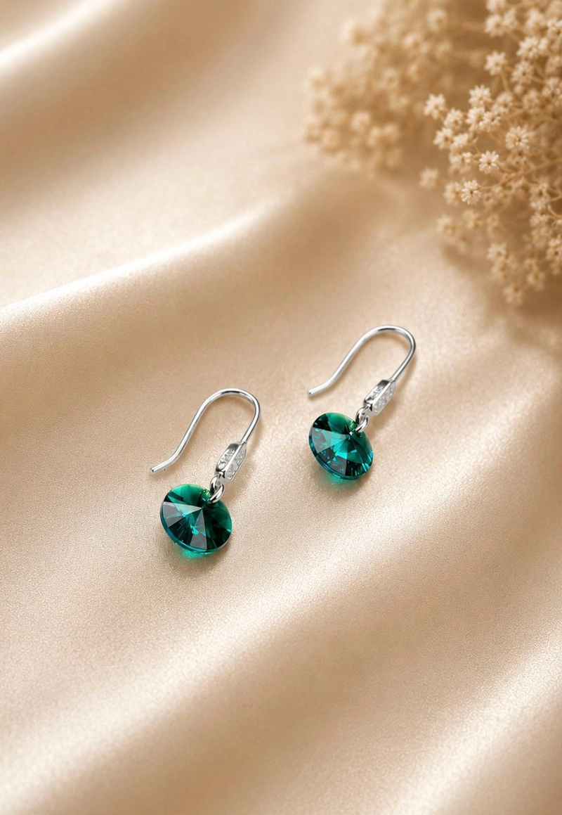 AROS PUNTO DE LUZ PLATA 925 CRISTAL SWAROVSKI® EMERALD - 8