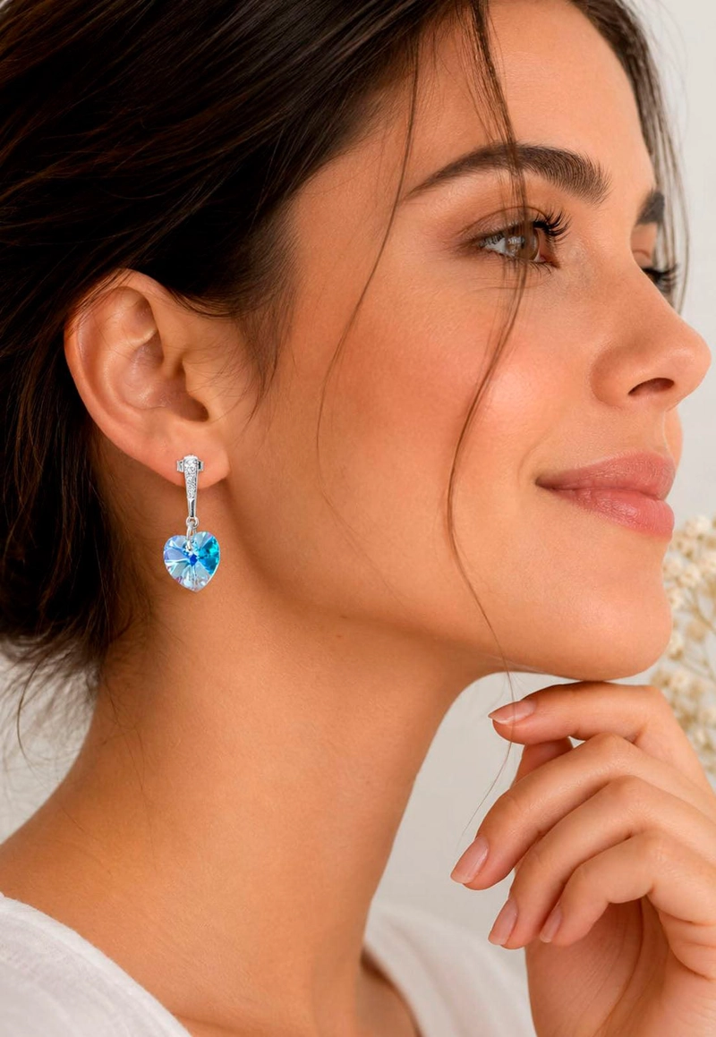 AROS ROMANCE PLATA 925 CRISTAL  SWAROVSKI® AQUAMARINE - 6