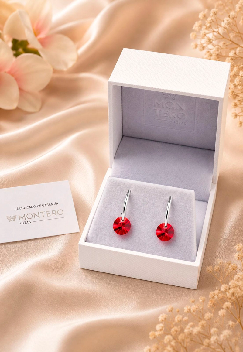 AROS PUNTO DE LUZ PLATA 925 CRISTAL SWAROVSKI® SCARLET - 3
