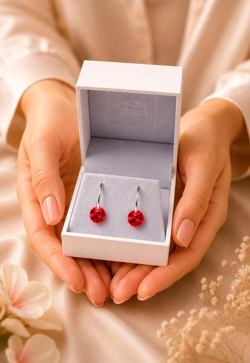 AROS PUNTO DE LUZ PLATA 925 CRISTAL SWAROVSKI® SCARLET - 5