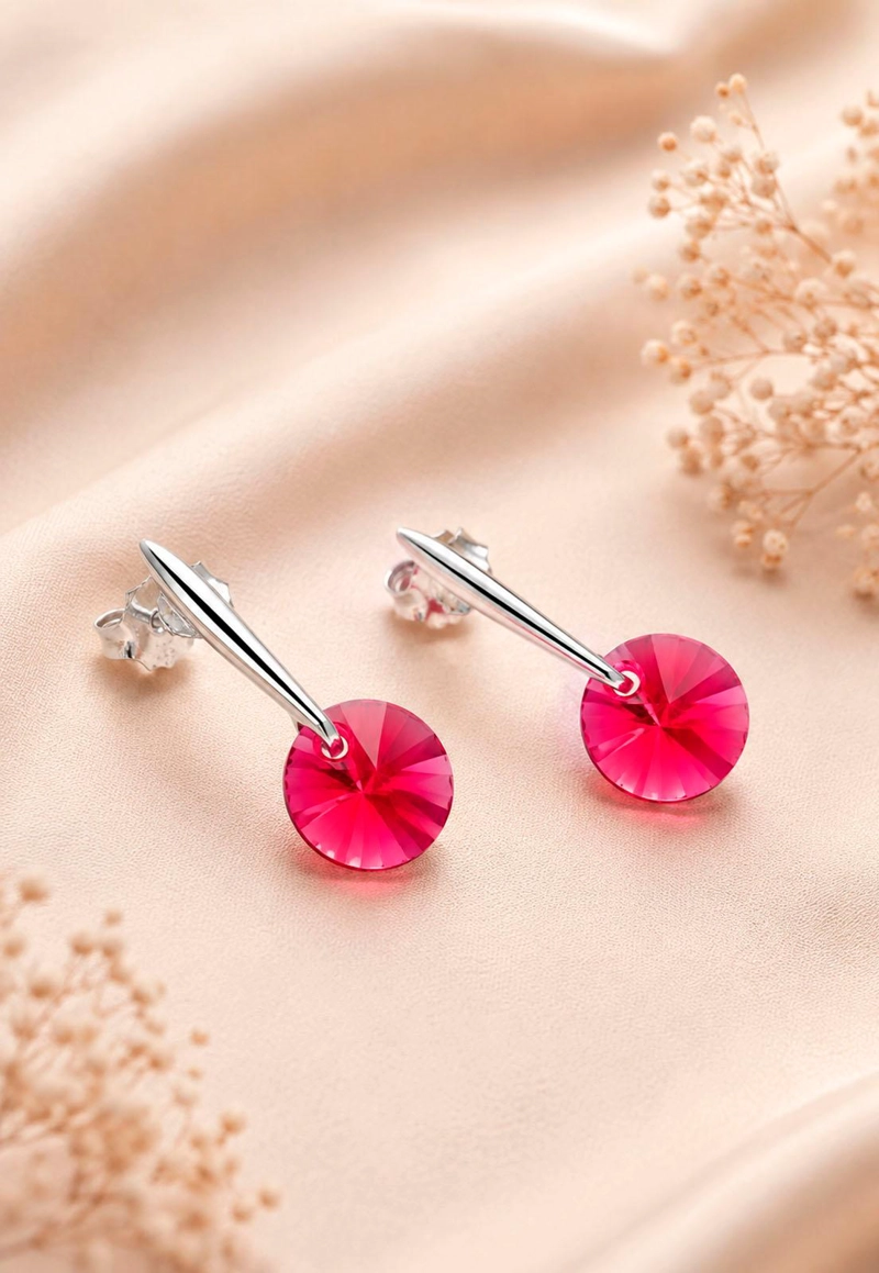 AROS PUNTO DE LUZ PLATA 925 CRISTAL SWAROVSKI® SCARLET - 6