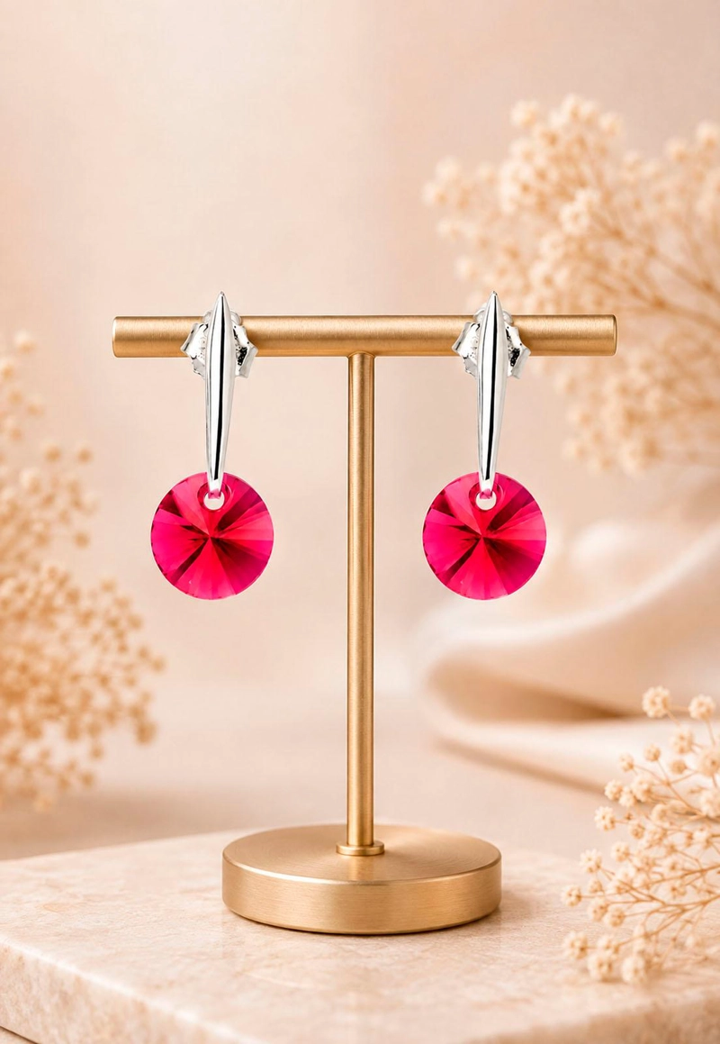 AROS PUNTO DE LUZ PLATA 925 CRISTAL SWAROVSKI® SCARLET - 7