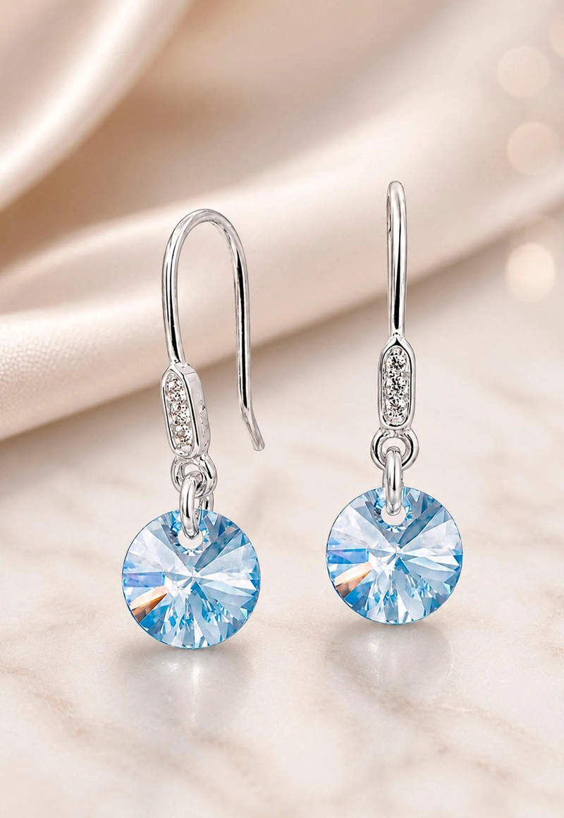 AROS PUNTO DE LUZ CIRCON PLATA 925 CRISTAL SWAROVSKI® BLUE SHADE - 2