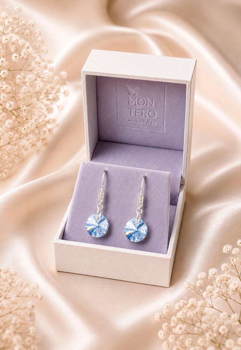 AROS PUNTO DE LUZ CIRCON PLATA 925 CRISTAL SWAROVSKI® BLUE SHADE - 3