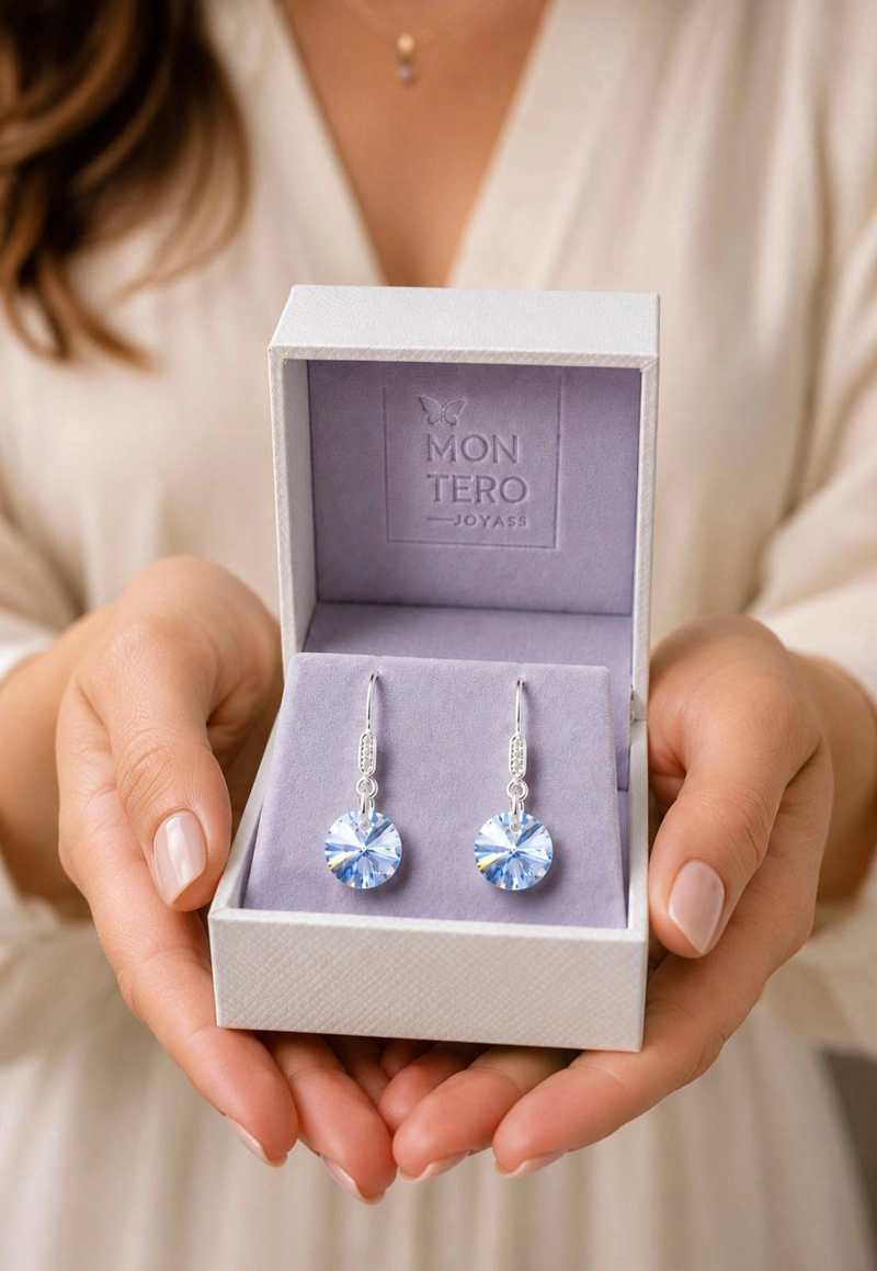 AROS PUNTO DE LUZ CIRCON PLATA 925 CRISTAL SWAROVSKI® BLUE SHADE - 4