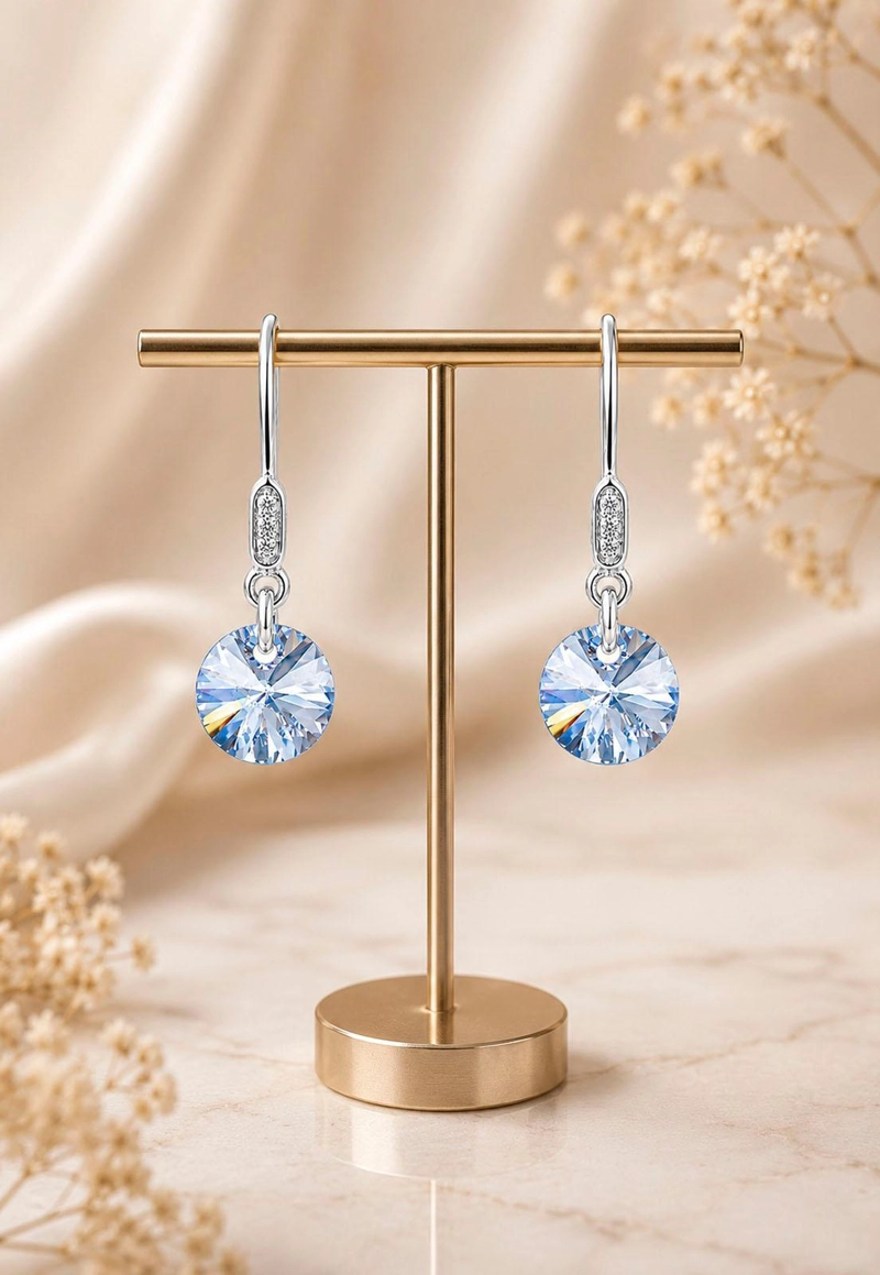 AROS PUNTO DE LUZ CIRCON PLATA 925 CRISTAL SWAROVSKI® BLUE SHADE - 5
