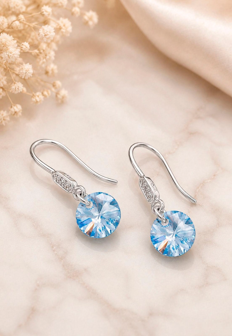 AROS PUNTO DE LUZ CIRCON PLATA 925 CRISTAL SWAROVSKI® BLUE SHADE - 7