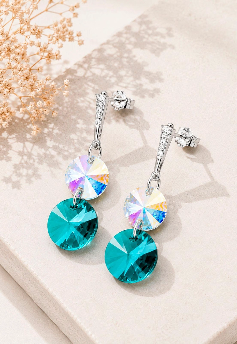 AROS LOURDES PLATA 925 CRISTAL SWAROVSKI® EMERALD - 2