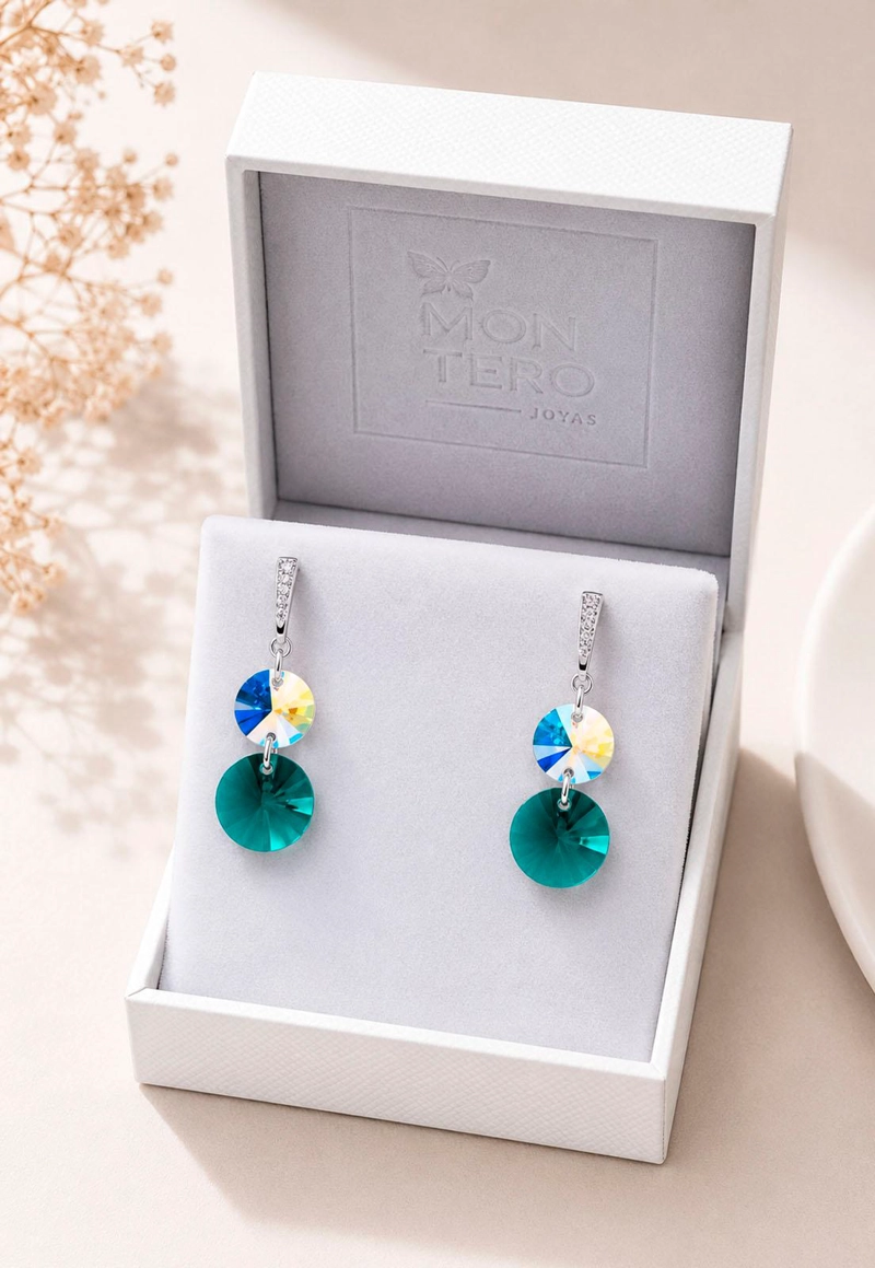 AROS LOURDES PLATA 925 CRISTAL SWAROVSKI® EMERALD - 3