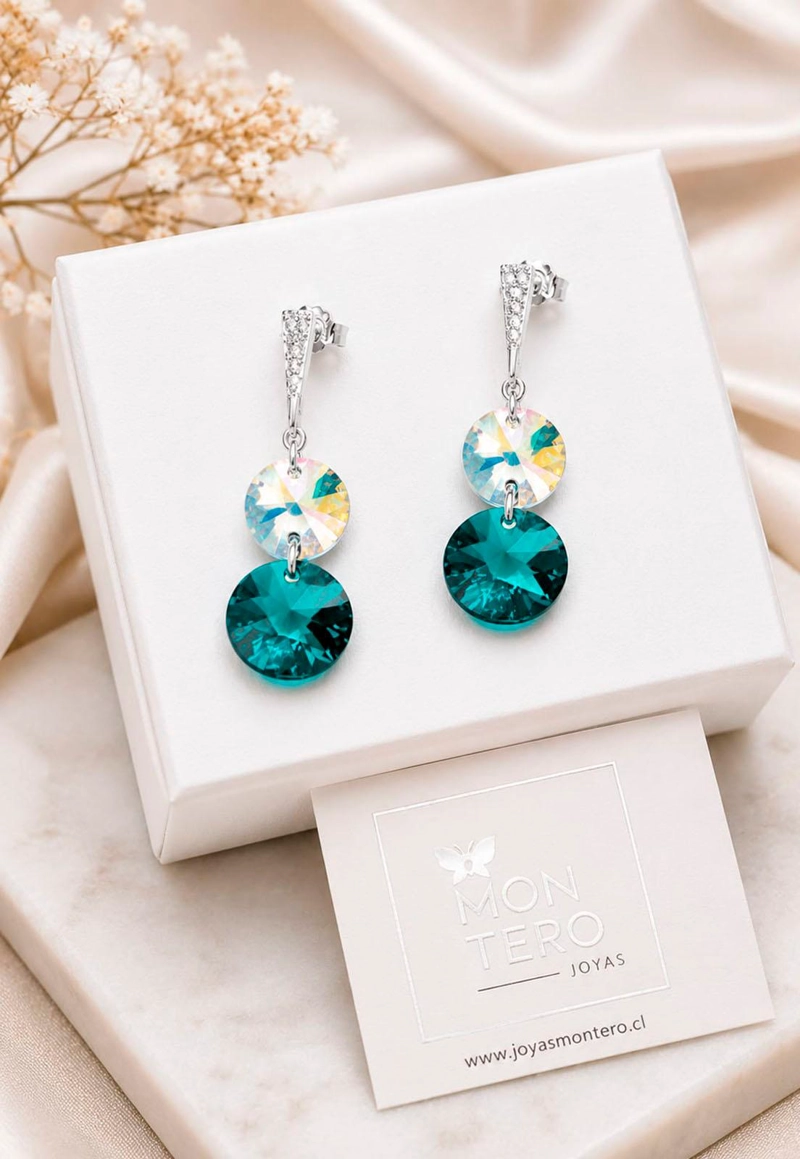 AROS LOURDES PLATA 925 CRISTAL SWAROVSKI® EMERALD - 4