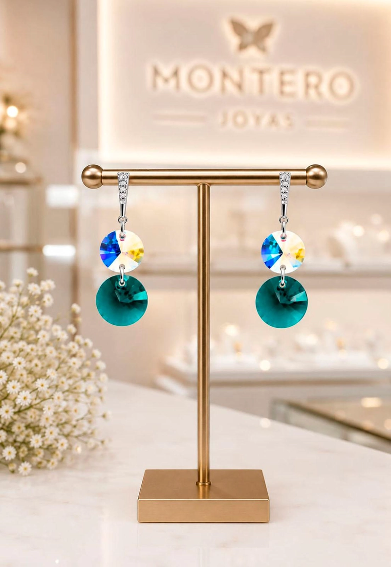 AROS LOURDES PLATA 925 CRISTAL SWAROVSKI® EMERALD - 5