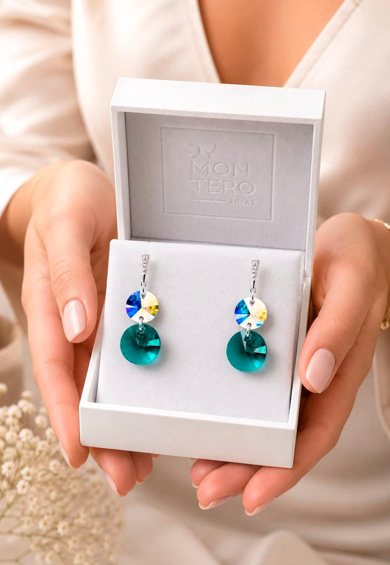 AROS LOURDES PLATA 925 CRISTAL SWAROVSKI® EMERALD - 6