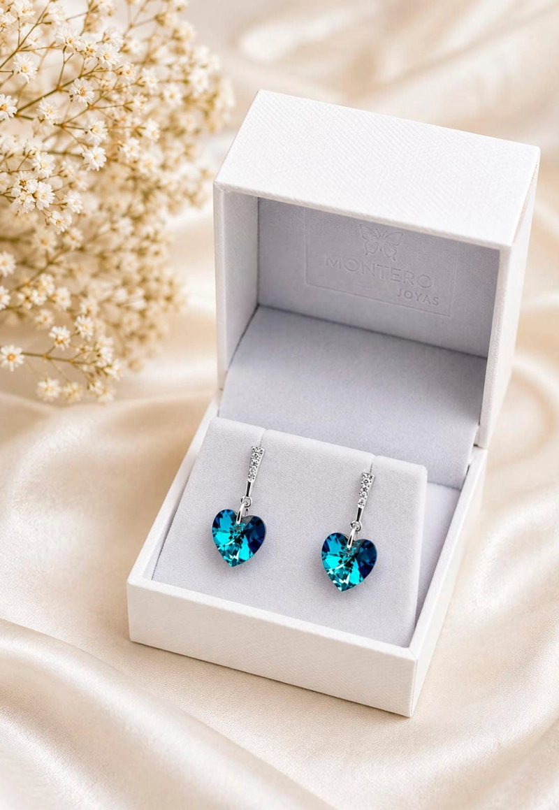 AROS ROMANCE PLATA 925 CRISTAL SWAROVSKI® BERMUDA BLUE - 3