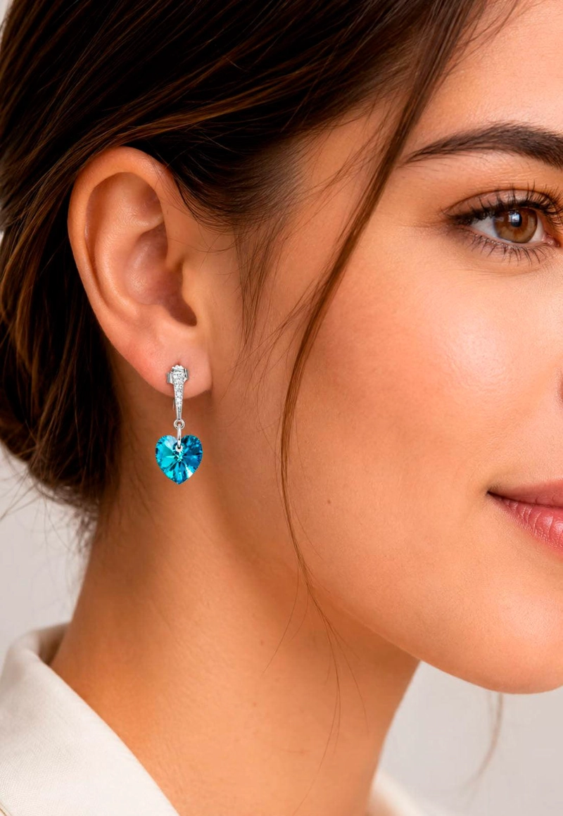 AROS ROMANCE PLATA 925 CRISTAL SWAROVSKI® BERMUDA BLUE - 4