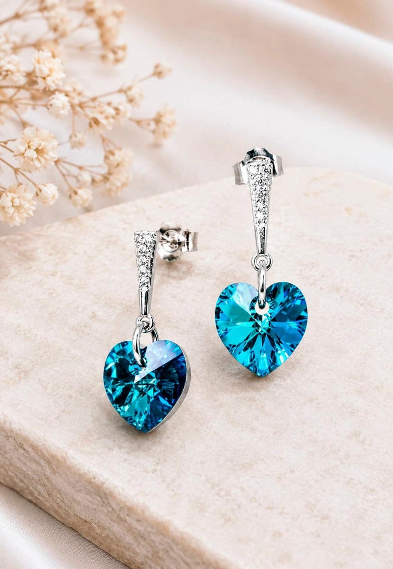 AROS ROMANCE PLATA 925 CRISTAL SWAROVSKI® BERMUDA BLUE - 6